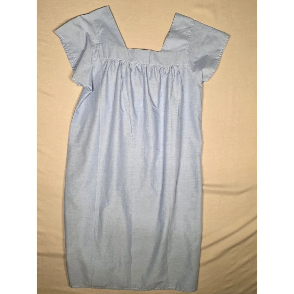 Vintage Cozeez by Haband Blue Floral Embroidered Lace Trim Nightgown Medium H-49